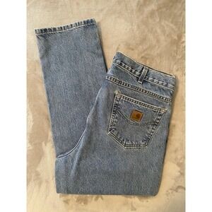 Carhartt B18 Jeans Mens 38x36 Blue Denim Traditional Fit Straight Leg Workwear